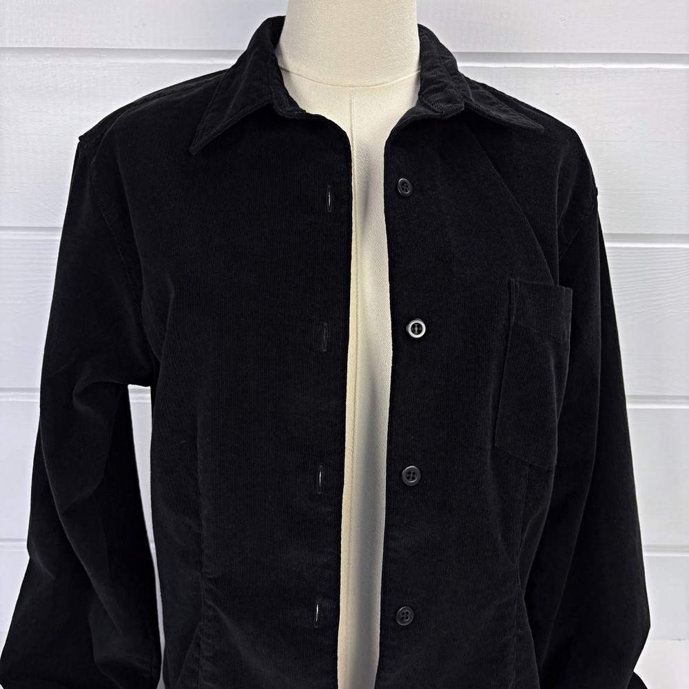 RARE Vtg 90s J Crew‎ Black Corduroy Shirt M Dark Academia Holiday Romantic Goth - Picture 5 of 12